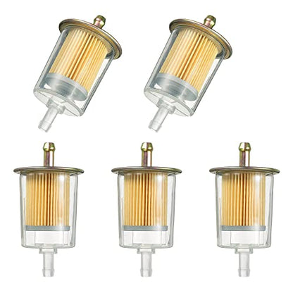 3/8" Universal Fuel Filters Industrial Tractors Cars Trucks Motorcycles Gas Powered Engine Inline Gas Fuel Line 5 Pack