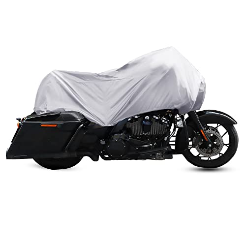 X AUTOHAUX Motorcycle Cover Lightweight Half Cover Outdoor Waterproof Rain Dust Protector Silver Tone XL Size for Most Full Dress Touring Cruiser - color: Silver Tone, size: XL