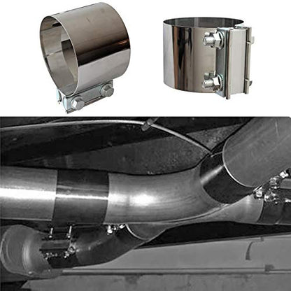 2PCS Exhaust Clamps 4 Inch Butt Joint Exhaust Pipe Muffler Clamp Band Stainless Steel Exhaust Pipes Connection for Cars - size: 4IN 2PCS Butt Joint Clamps