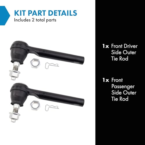 TRQ Outer Driver and Passenger Side Tie Rod Set 2 Piece - style: PSA29474