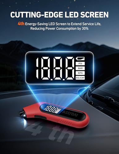 AstroAI Digital Tire Pressure Gauge 3-300PSI for Car, RV, Truck, Bikes - color: Red, size: 1 Pack