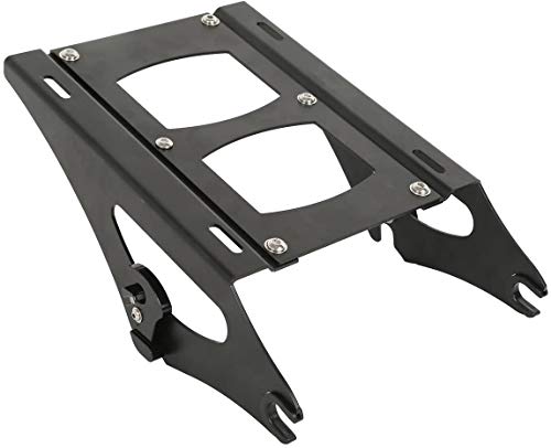 TCT-MOTORPARTS Completed Black Chopped Tour Luggage Trunk Bracket &Mounting Backrest Fit for 2014-2025 Harley Road Glide Street Glide Special Ultra Limited - color: Gloss Black Chopped Trunk+Black Rack