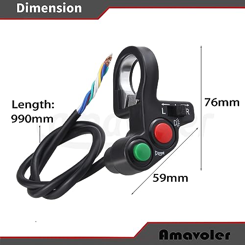 Universal Motorcycle Horn Turn Signal Headlight Switch 7/8'' 22mm Aftermarket Replacement Parts Compatible for Pit Dirt Bike Scooter ATV.