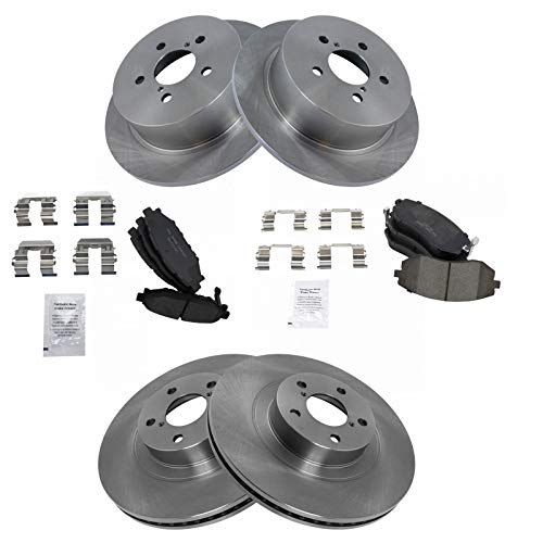 TRQ Front and Rear Brake Pad and Rotor Set Ceramic Vented Solid Rotors - style: BKA11742