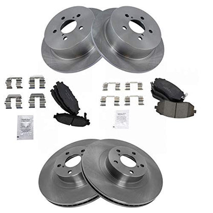 TRQ Front and Rear Brake Pad and Rotor Set Ceramic Vented Solid Rotors - style: BKA11742
