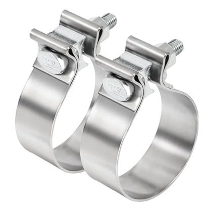 TIROL 2.5 inch Exhaust Clamp, 2 1/2 Exhaust Clamp 304 Stainless Steel - color: 2.5 Exhaust Clamp 2pcs
