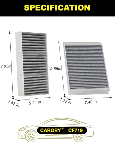 CARORY Activated Carbon Cabin Air Filter for Mercedes Benz 2016-2018 GLE350, 2016-2019 GLE400, 2012-2015 ML350, 2017-2019 GLS450, OE# 1668300318, CF11719, CF719 - size: 7.4" x 9.7" x 1.2"