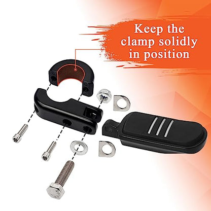FOVPLUE 1.25" Highway Footpegs, for Harley Touring Softail Dyna Sportster - color: Gloss Black
