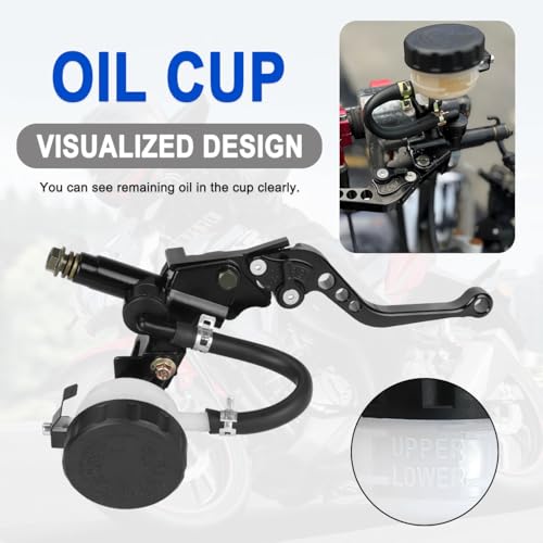 Motorcycle 7/8" 22mm Brake Clutch Pump Lever with Hydraulic Master Cylinder Reservoir Set Black