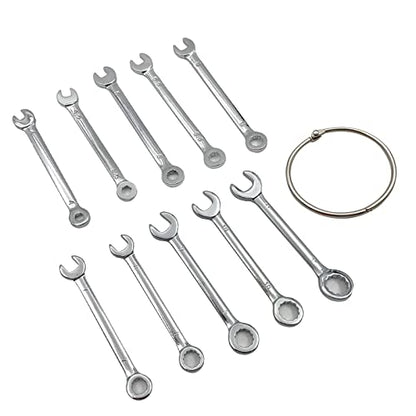 Mini Wrench Set Open End Wrench Combination Wrench Sets With Chain Ring Metric Type Wrenches (10pcs) - size: Blue is Metric Type