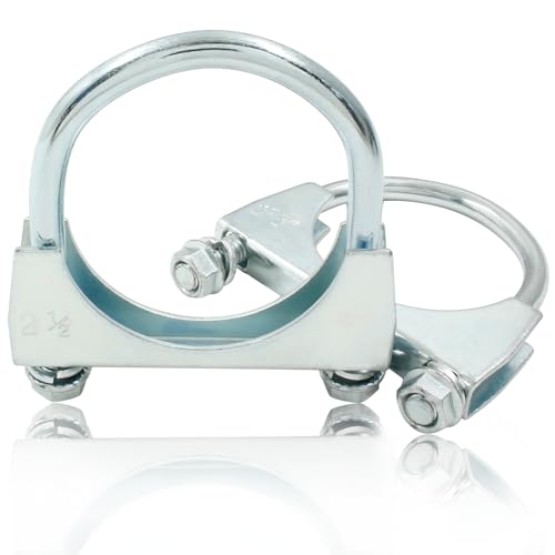 2-1/2" U Bolt Muffler Exhaust Clamp， Pack of 2 - size: 2-1/2",2PCS