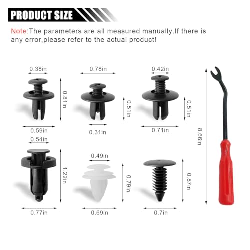 LAINLOY 50PCS Plastic Car Body Trim Clips with Tool, Car Bumper Clips, Red - size: 50PCS&Tool