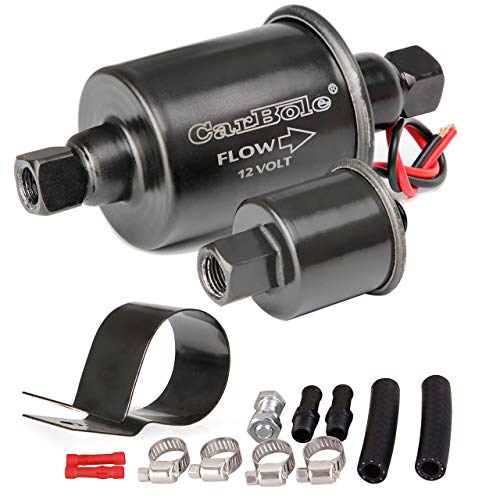 CarBole 12v Universal Electric Fuel Pump 5-9 PSI 30GPH Gasoline and Diesel Fuel Transfer Pump for Carburetor Engine E8012S E8016S EP12S FD0002 (Black)