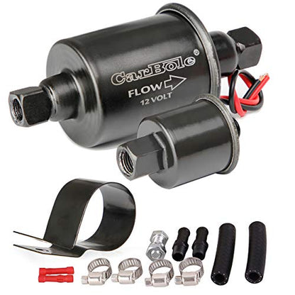 CarBole 12v Universal Electric Fuel Pump 5-9 PSI 30GPH Gasoline and Diesel Fuel Transfer Pump for Carburetor Engine E8012S E8016S EP12S FD0002 (Black)