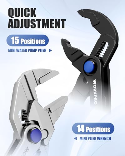 WORKPRO 2-Piece Mini Pliers Set, 4-Inch Water Pump Pliers & Pliers Wrench
