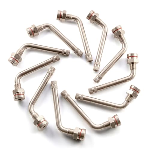 CKAuto TR545D Metal Clamp-in Truck Tire Valve Stem, 60°Bent Tubeless, 10pcs - color: tr545D