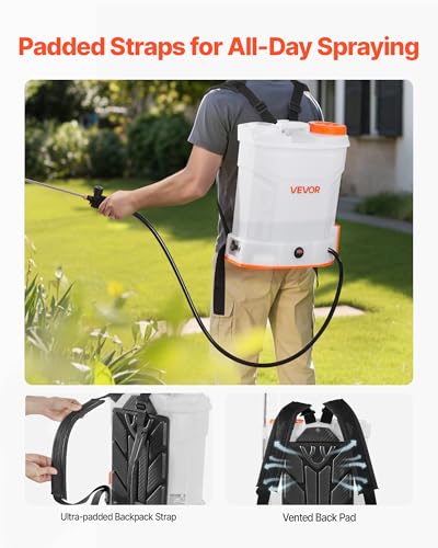 VEVOR Battery Powered Backpack Sprayer 3.2 Gal, Powerful Electric Sprayer, Weed Sprayer for Garden and Lawn, Adjustable 0-90 PSI, 2 Retractable Wands & 5 Nozzles, Yard Sprayer - size: 3.2 Gal