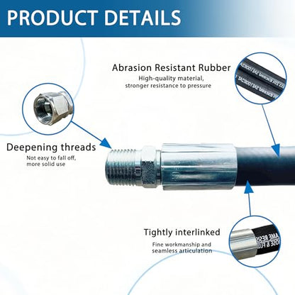 Heroson15611-12-12RW Hydraulic Hose Assembly 3/4 ”,60 ”Long,Hydraulic Hose with Male NPT X Male NPT，3118PSI，Black - size: 15611-12-12RW-60in