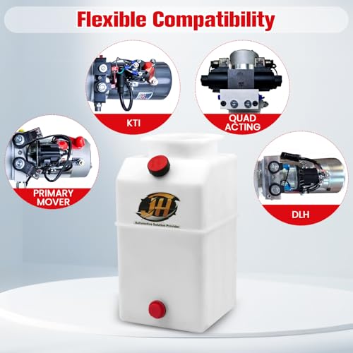 5 Quart Poly Power Unit Reservoir for Hydraulic Systems, Polyethylene Flat Bottom Utility Fluid Tank for Dump Trucks Trailers RVs Boats - size: 5 Quart