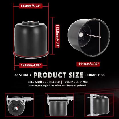 RTrhinotuning 4.88" Floating Wheel Center Caps Stainless Steel Self-Leveling Emblem Trailer Hub Caps Push Through Truck Rim Center Caps Black 4.47" Height 4 PCS - color: Black, size: 4.88" Center Hole, 4.47" Height