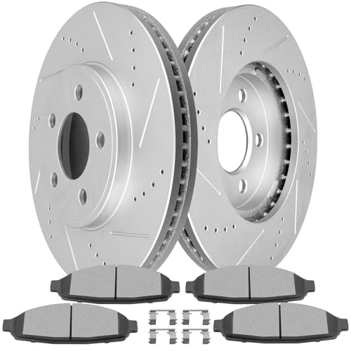 SCITOO Brake Kits Front Drilled Slotted Brake Rotors and Semi Metallic Pads - size: Front 54103 + D931 [2+4PCS]