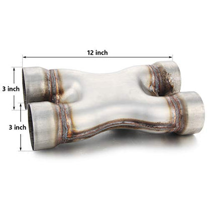 Exhaust X Pipe 3" Inlet, A-KARCK 3" Outlet 12" Long Stainless Steel X Pipe for Smoother Exhaust - color: X Pipe, size: 3.0inch 12"Long