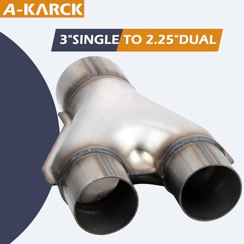 A-KARCK Exhaust Y Pipe 3" Inlet, Stainless Steel 2.25" Outlet 10" Long Y Pipe Withstands High Temperatures - color: Y Pipe, size: 3.0 To 2.25inch 10"Long