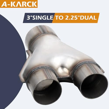 A-KARCK Exhaust Y Pipe 3" Inlet, Stainless Steel 2.25" Outlet 10" Long Y Pipe Withstands High Temperatures - color: Y Pipe, size: 3.0 To 2.25inch 10"Long