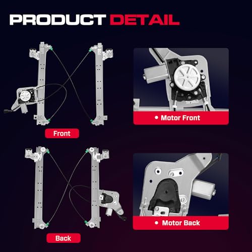 Rear Passenger Side Power Window Regulator with Motor (2 Pins) Fit for 2001-2006 Chevrolet Silverado 1500 3500, Avalanche Suburban GMC Sierra 1500 2500 3500 Yukon XL Cadillac Escalade, 741-579 - size: Rear Passenger (RH)