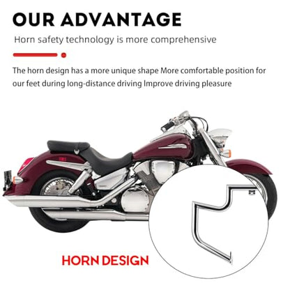 1.5" Fat Crash Bar Engine Guard for Honda VT1300(Chrome) - color: Silver