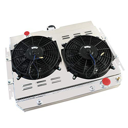 3 Row Aluminum Radiator Shroud Fan Relay for 1963-1968 Chevy Impala Bel Air Chevelle Caprice Radiators - size: 3 Row Radiator/w Cap+Shroud Fan+Relay Kit