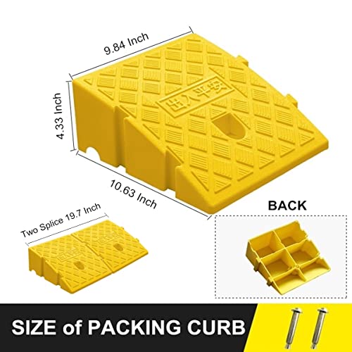 2Pack Curb Ramp, Portable Lightweight Heavy Duty Plastic Driveway Curb Ramps for Low Cars,Motorcycle Ramp,Curb Ramps (4.33 inch High) - size: 4.33 inch High