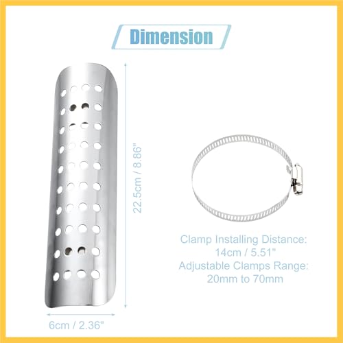 Universal Motorcycle Exhaust Heat Shield Chrome Plated Iron Exhaust Heat Insulation Shield Muffler Guard for Harley with 20-70mm Clamps Silver Tone Auto Replacement Parts