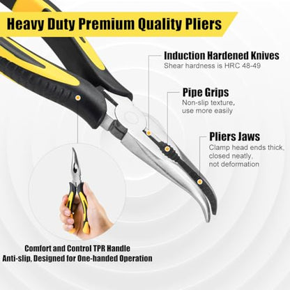 3pcs 8inch Reach Needle Nose Pliers Set for Narrow Spaces