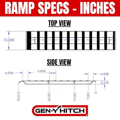 GEN-Y Hitch Extreme Duty Aluminum Loading Ramps - Set of 2, 6 Feet Long x 15 Inches Wide, 10000 LBS Capacity, Hybrid Hook and Plate Ends, Serrated Cross Rungs for Maximum Traction - size: 6 ft