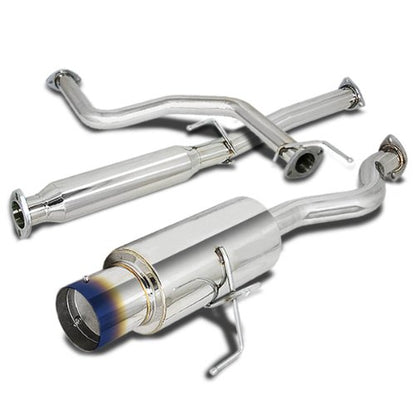 DNA MOTORING CBE-HC923-BT Muffler CatBack Exhaust System [Compatible with 92-95 Honda Civic Hatchback SOHC] - style: Round Burnt