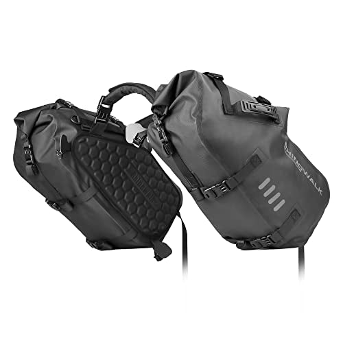 Waterproof Motorcycle Saddle bags 48L (24L x2),Motorbike Side Bags, Roll Top Panniers with Shoulder Strap, Shockproof Storage for ADV Touring Sport Cruiser Bikes,1 Pair - color: Black48L