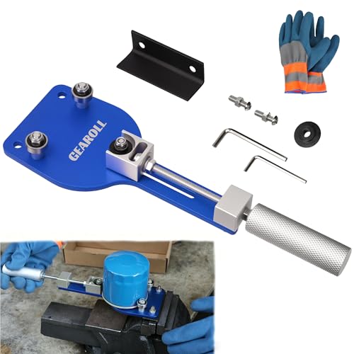 77750 Oil Filter Cutter Tool with Vise Jaw Plate, Oil Filter Cutter Cutting Tool for Filter Cutting Range 2-3/8" to 5" (Blue) - color: Blue