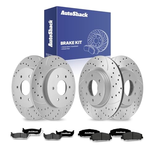 AutoShack Front & Rear Coated Rotors & Premium Pads for Nissan TITAN 2010 - style: TurborGuard & Premium Pad