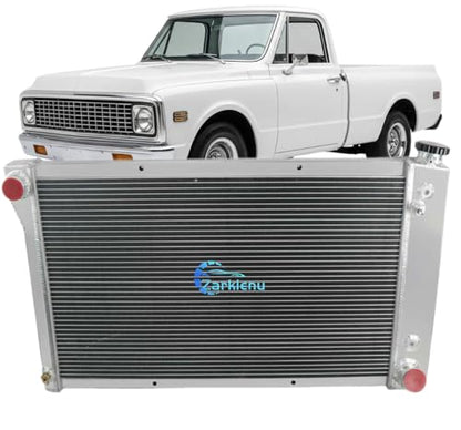 3 Row Aluminum Radiator for 1967-1972 Chevy C10 C20 C30 K10 K20 K30 GMC Jimmy Pickup Truck Blazer Suburban C/K Series L6 V6 V8 28.25 Inch Wide Core 1967 1968 1969 1970 1971 1972 Replacement