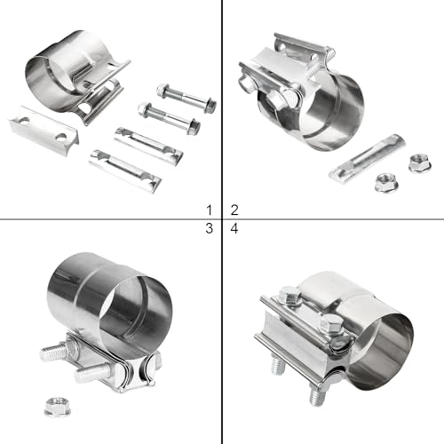 TIROL 2.25 Exhaust Clamp, 2 1/4" Exhaust Clamp Lap Joint Stainless Steel - size: 2.25 inches