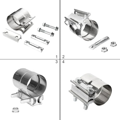 TIROL 2.25 Exhaust Clamp, 2 1/4" Exhaust Clamp Lap Joint Stainless Steel - size: 2.25 inches
