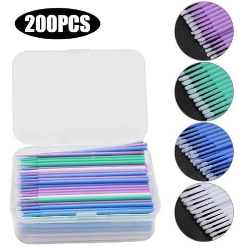 200 Pcs Automotive Touch Up Paint Brushes,Disposable Micro Paint Chip Repair Applicators for Automotive Paint Detailing, Stone Chips,Scratches(1.0, 1.3, 1.8, 2.5MM, Multi)