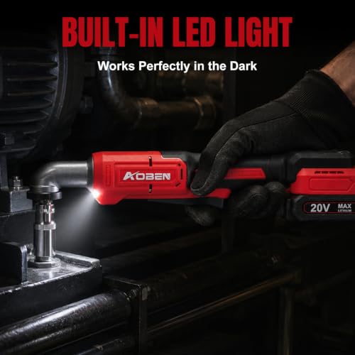 AOBEN 3/8" Brushless Right Angle Impact Wrench for Auto Repair &Tight Space - color: Venetian Red