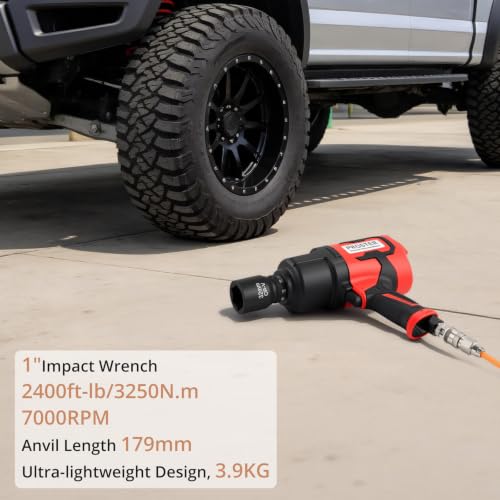 Proster 1" Air Impact Wrench - 2400ft-Lbs Torque 7000RPM w/ 32/33mm Sockets - size: 1 Inch