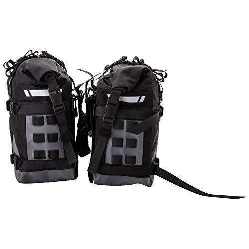 Tusk Pilot Pannier Bags Black/Grey | Durable Soft Saddlebags with Roll‑Top Closure, Waterproof Liners and Reflective Accents | Adventure Motorcycle Storage