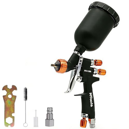 Touch-Up Mini Air Spray Gun, 1.0mm Stainless Steel Nozzle, 250ml Capacity, HVLP Auto Paint Sprayer for Cars and Furniture (Black, 1.0mm Nozzle) - color: BLACK, size: 1.0mm Nozzle