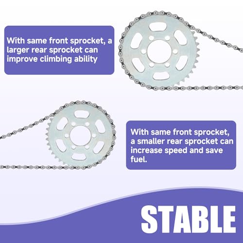 Upgraded 40 Tooth Rear Sprocket 35 Chain 37mm Bore for CT100U DB30 - color: Silver