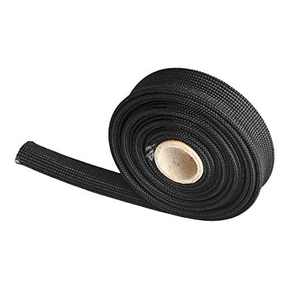 Heat Hose Fiberglass Wrap Shield Sleeve- 1/2" ID x 10'Black Adjustable Hose Heat Shield Spark Plug Wire fuel line Roll For Car Wire Loom cable Brake Line Cable - size: 1/2" ID x 10'