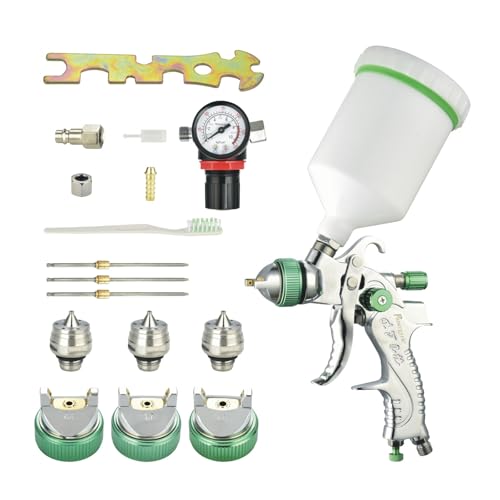 Professional HVLP Spray Gun Kit Air Spray Gun with 1.7, 2.0, 2.5mm Nozzles 20oz 600cc with Gauge for Auto Paint, Primer, Clear/Top Coat & Touch-Up